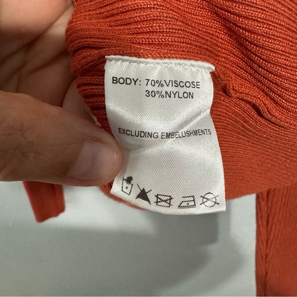 Princess Polly orange ribbed cropped cardigan small - Picture 5 of 6